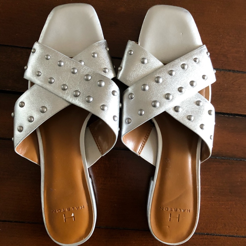 Worn once!  Halston Heritage Silver Sandal